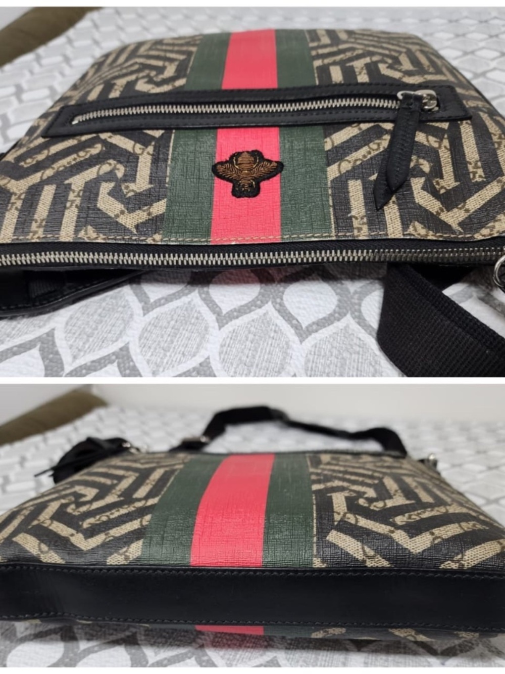 Authentic Gucci GG Supreme Caleido Web Messenger Black/Beige - Picture 8 of 16